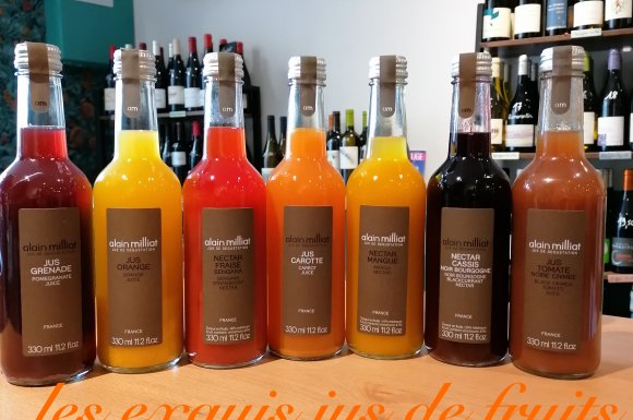 Les exquis jus de fruits d'Alain Milliat sont disponibles à un pavé dans la vigne, votre restaurant bistronomie française et cave à vin à Nantes