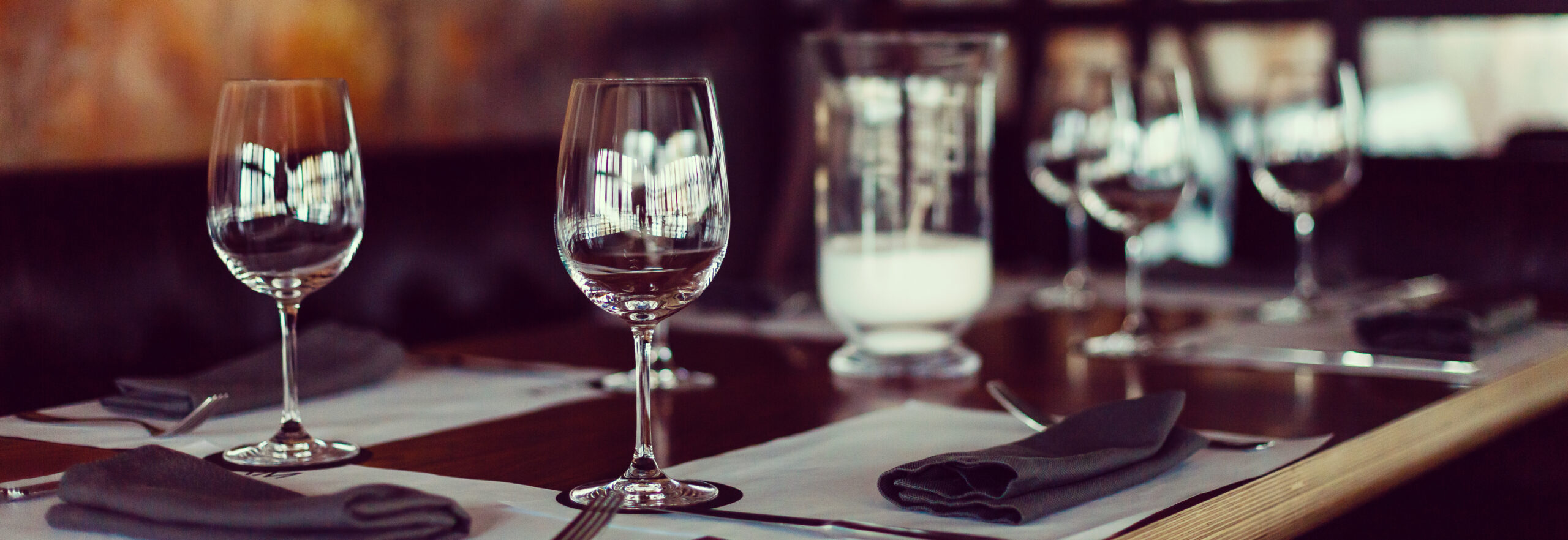 Empty glasses set in restaurant
